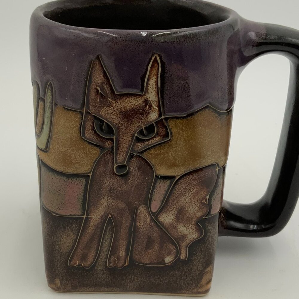 Share Mara Coffee Mug Coyote Cactus Mexico Stoneware Art Pottery 16 Oz Large &